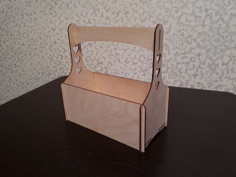 Laser Cut Plywood Flower Basket with Handle