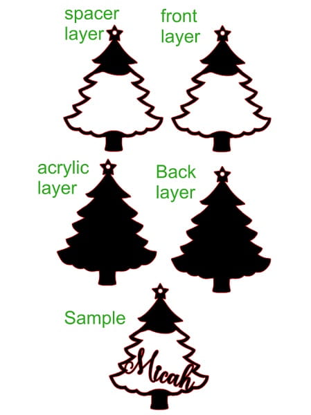 Laser Cut 5 Layered Christmas Shaker Ornament