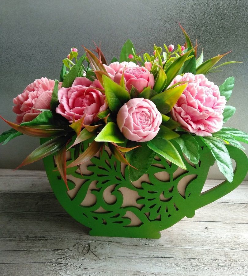 Laser Cut Plywood Teacup Flower Pot