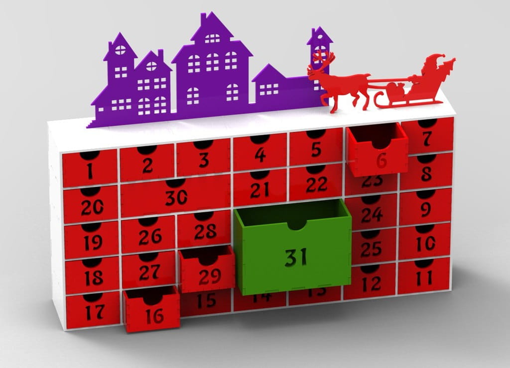 Laser Cut Christmas Advent Calendar 31 Days Calendar