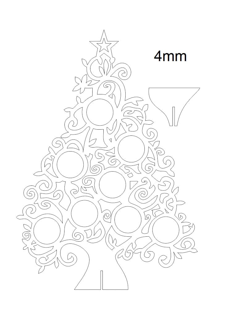 Laser Cut Christmas Ornament Display Tree