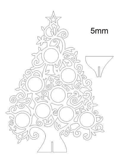 Laser Cut Christmas Tree Bauble Hanger