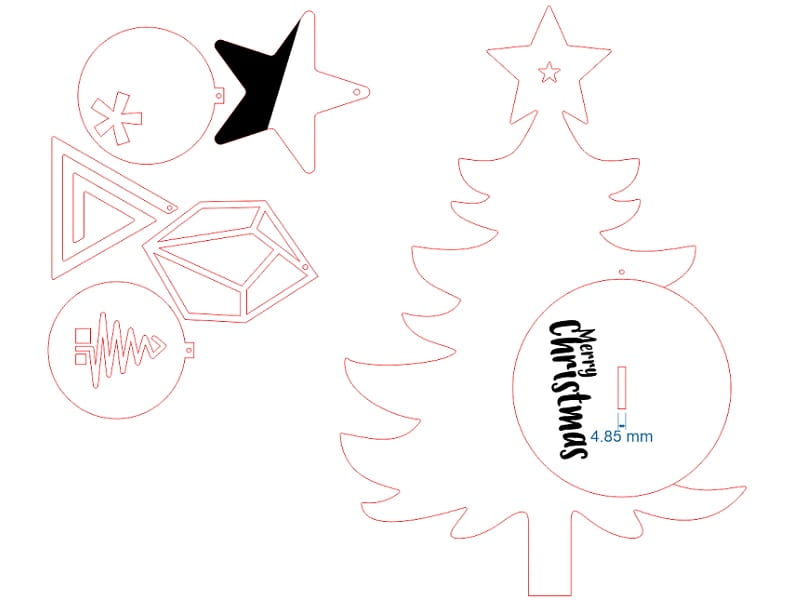 Laser Cut Christmas Tree Ball Hanger