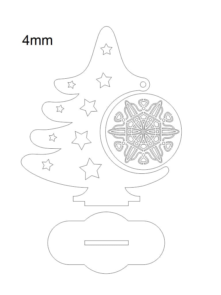 Laser Cut Christmas Tree Ornament Holder