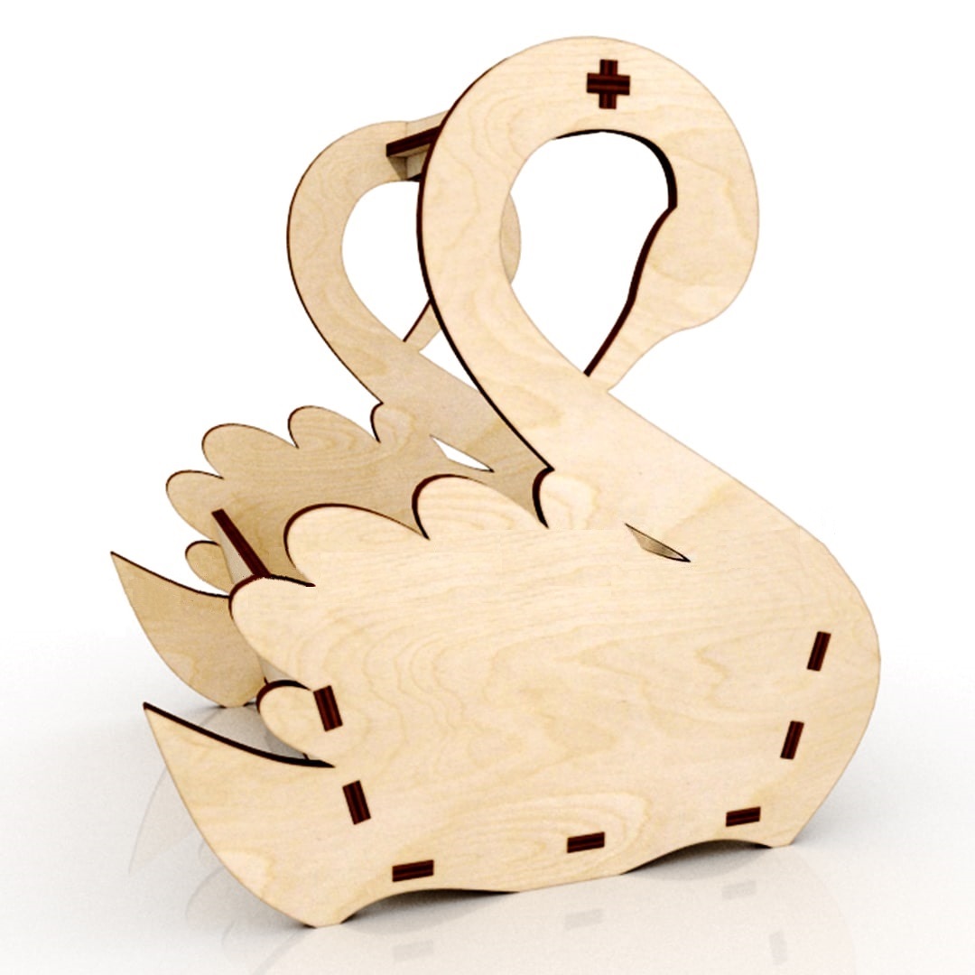 Laser Cut Swan Bird Flower Box Basket