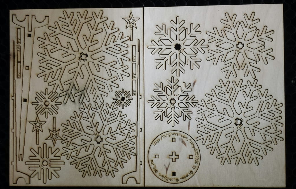 Laser Cut Christmas Tree Made from Wooden Snowflakes