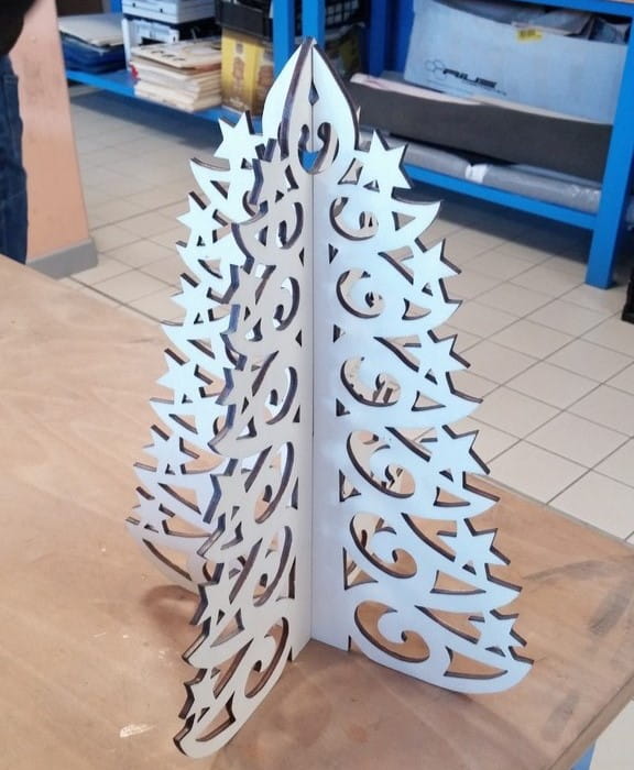 Laser Cut Christmas Tree with Layers of Stars on Edges