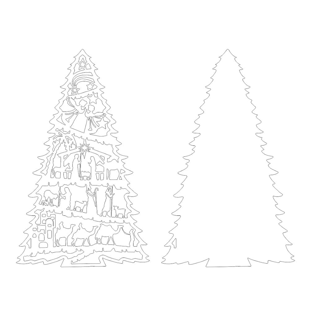 Laser Cut Christmas Tree with Nativity Scene
