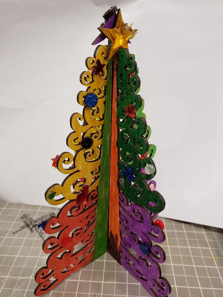 Laser Cut Interlocking 3D Swirls Christmas Tree