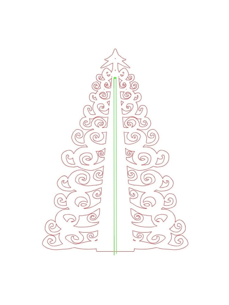 Laser Cut Interlocking 3D Swirls Christmas Tree