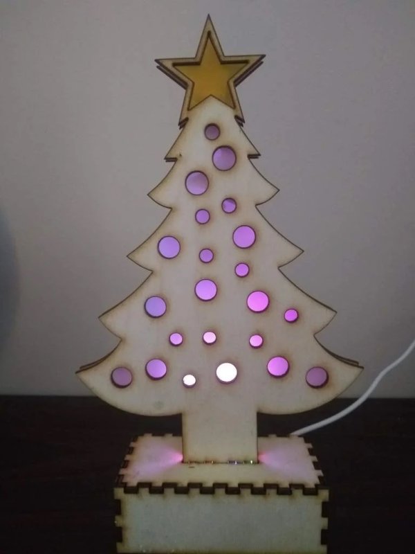 Laser Cut Light Up Wooden Christmas Tree