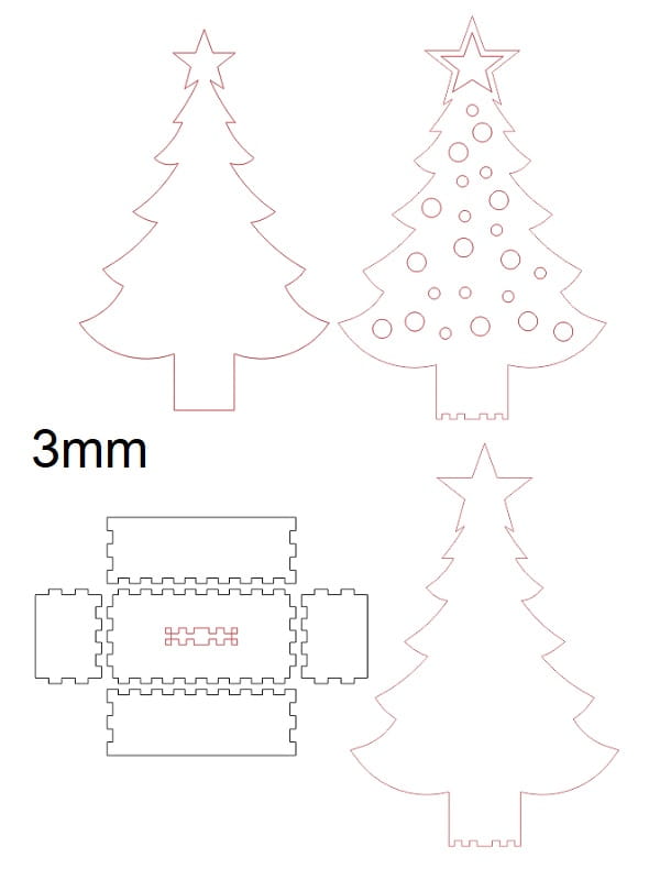 Laser Cut Light Up Wooden Christmas Tree