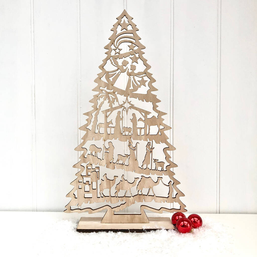 Laser Cut Nativity Scene Christmas Tree
