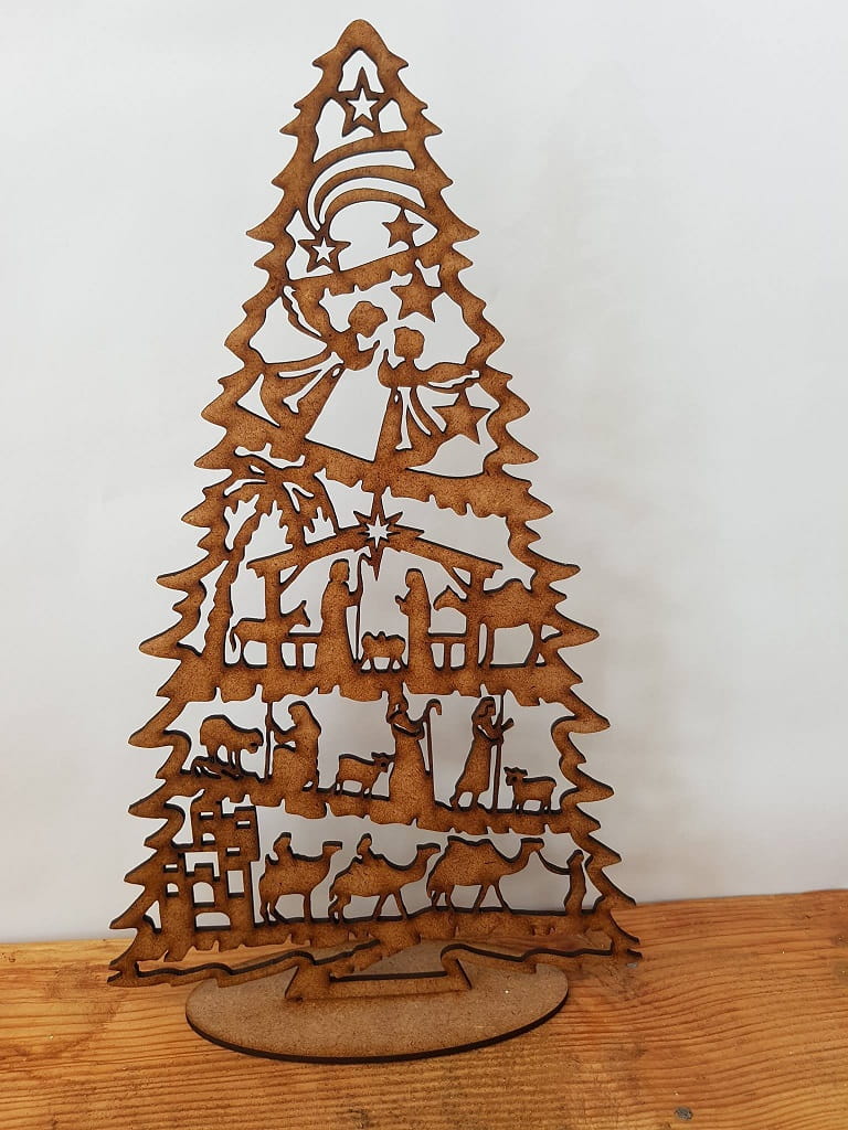 Laser Cut Nativity Scene Christmas Tree