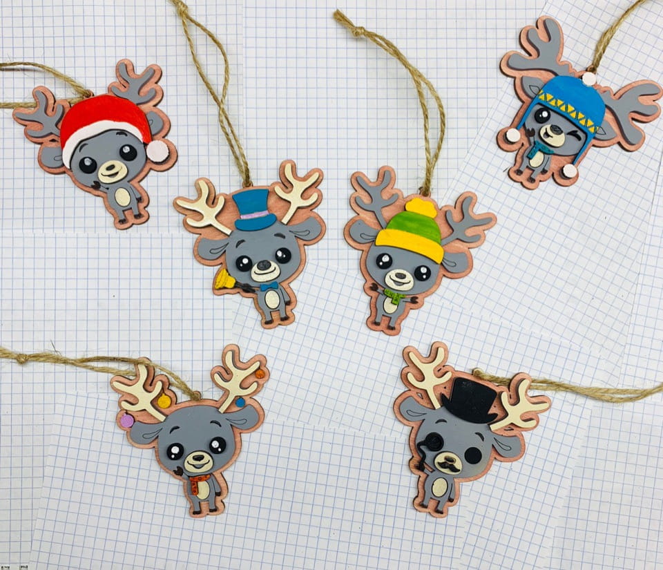 Laser Cut Christmas Hanging Animal Ornaments