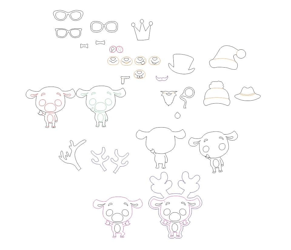 Laser Cut Christmas Hanging Animal Ornaments