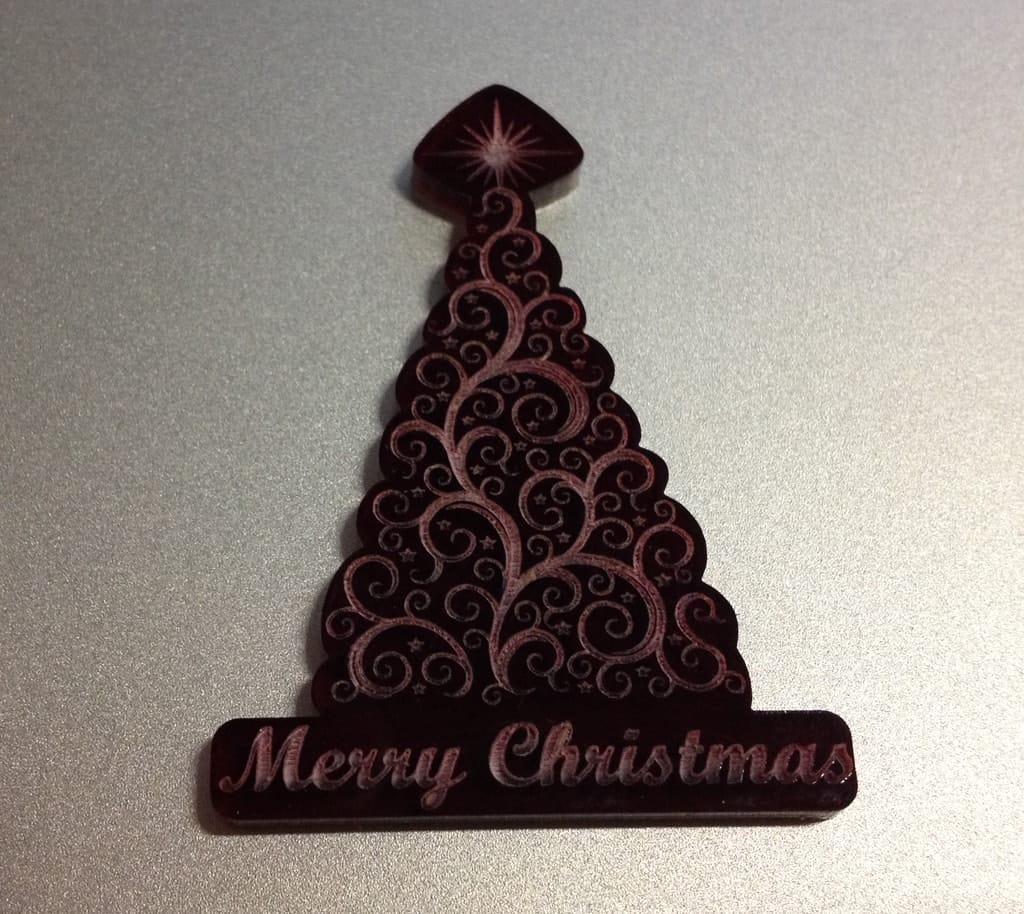 Laser Cut Engraved Floral Pattern Merry Christmas Tree Decoration