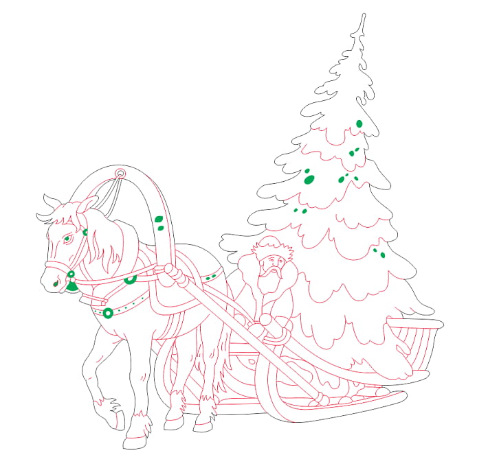 Laser Cut Engraving Santa Sleigh with Horse Craft