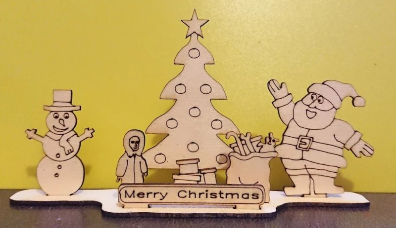 Laser Cut Christmas Holidays Scene Decoration