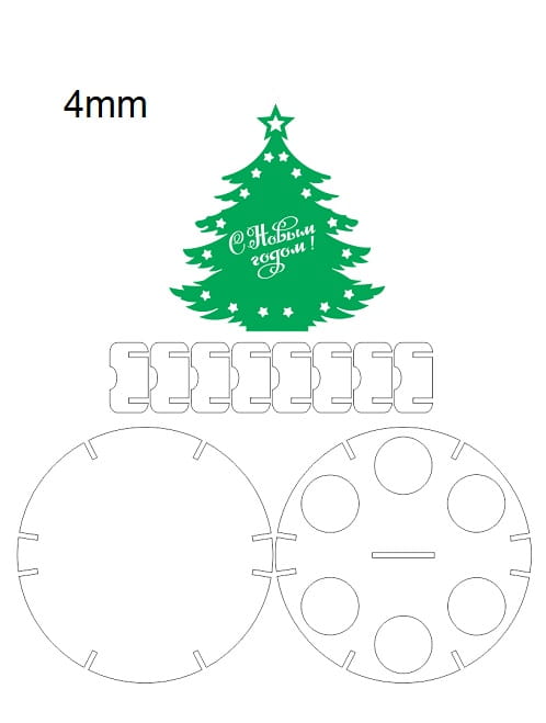 Laser Cut Christmas Tree Wine Glass Holder