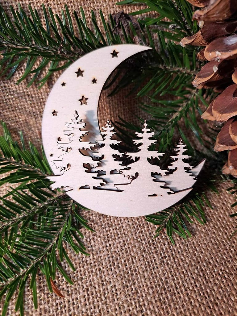 Laser Cut Crescent Moon Multilayer Christmas Ornament