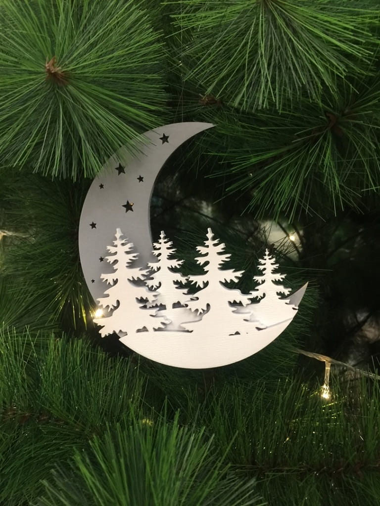 Laser Cut Crescent Moon Multilayer Christmas Ornament
