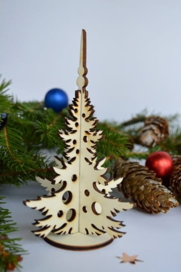 Laser Cut Plywood Eco Christmas Tree Decor