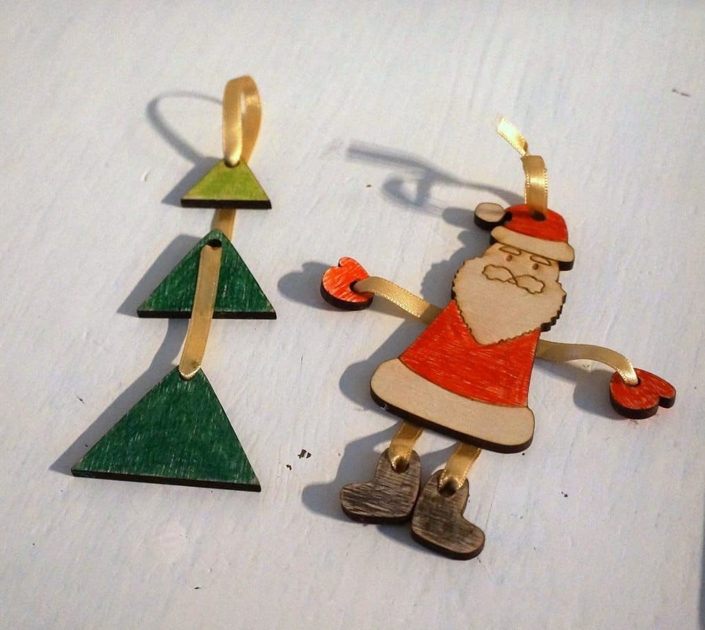 Laser Cut Santa Claus Father Frost and Christmas Tree Ornament