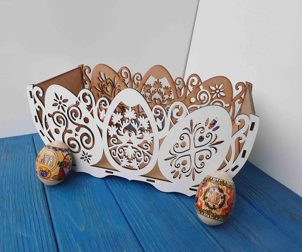 Laser Cut Easter Treasure Basket for Eggs and Chocolates