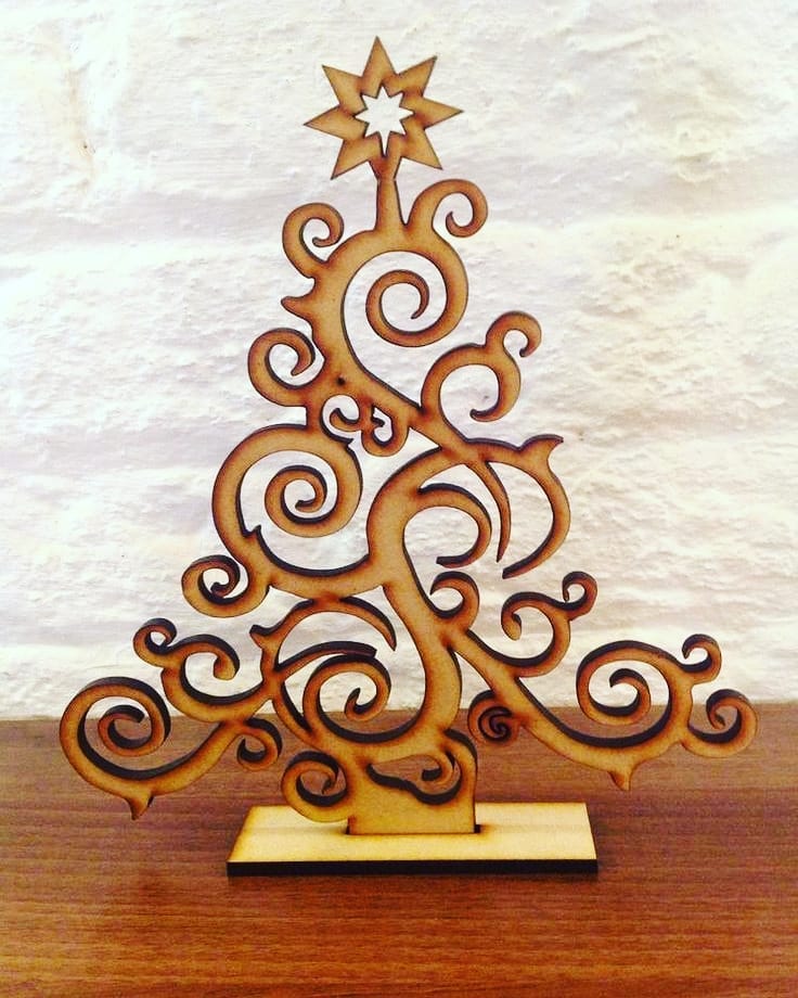Laser Cut Swirl Christmas Tree Decoration