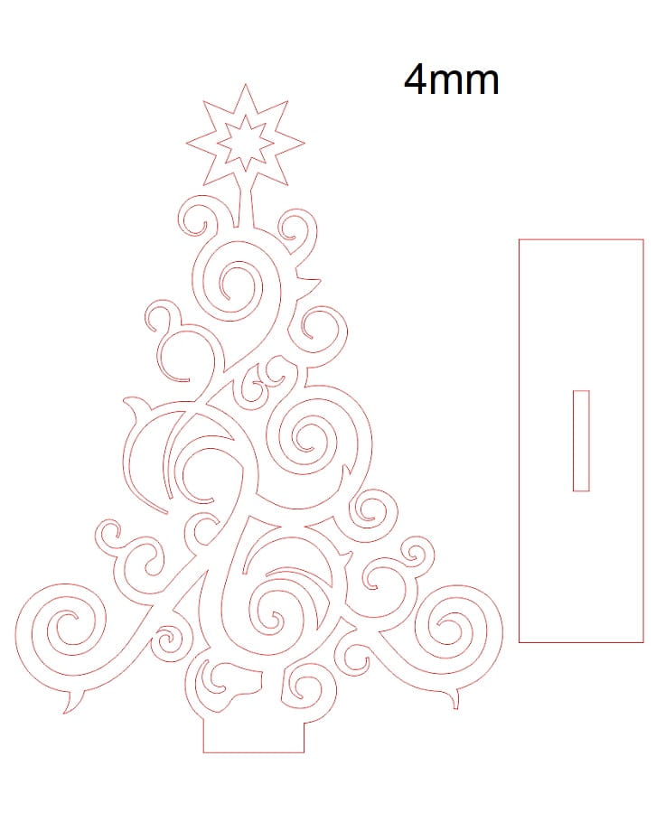 Laser Cut Swirl Christmas Tree Decoration