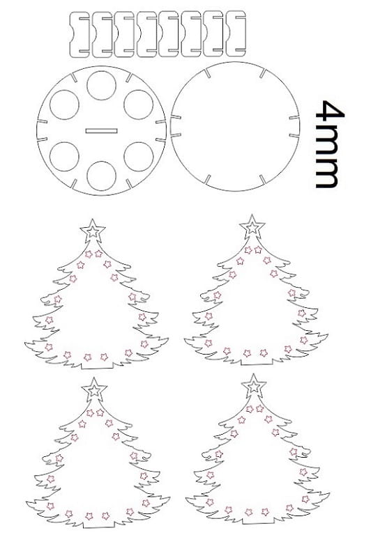 Laser Cut Pine Tree Glass Holder Stand