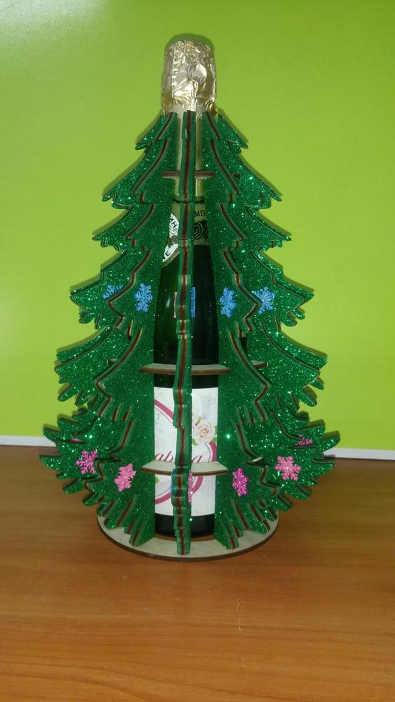 Laser Cut Wine Bottle Holder Christmas Tree