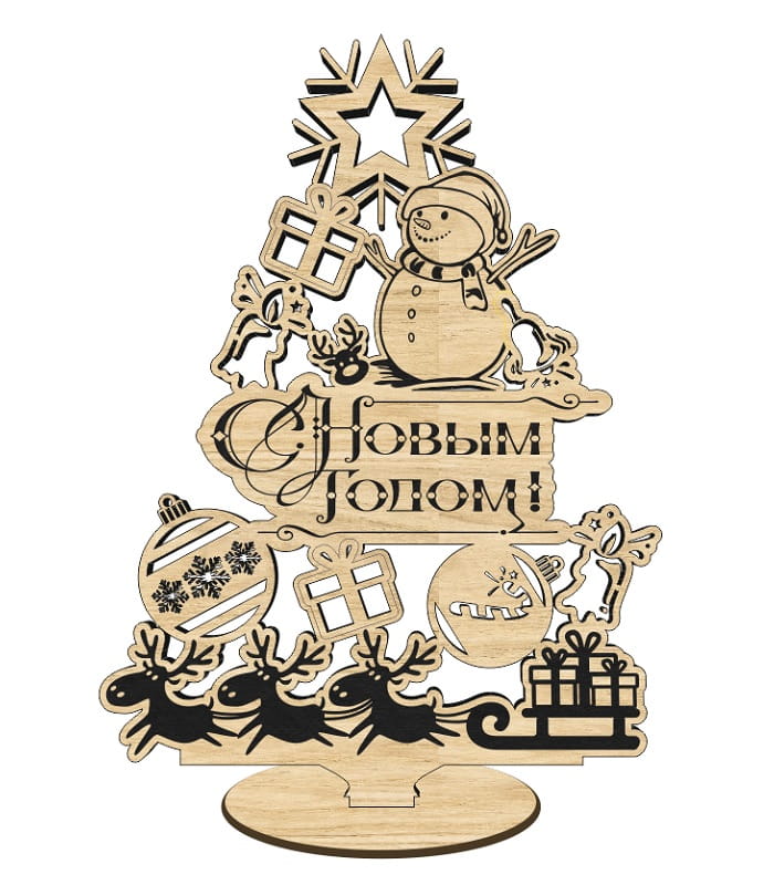 Laser Cut Wooden Christmas and New Year Decoration