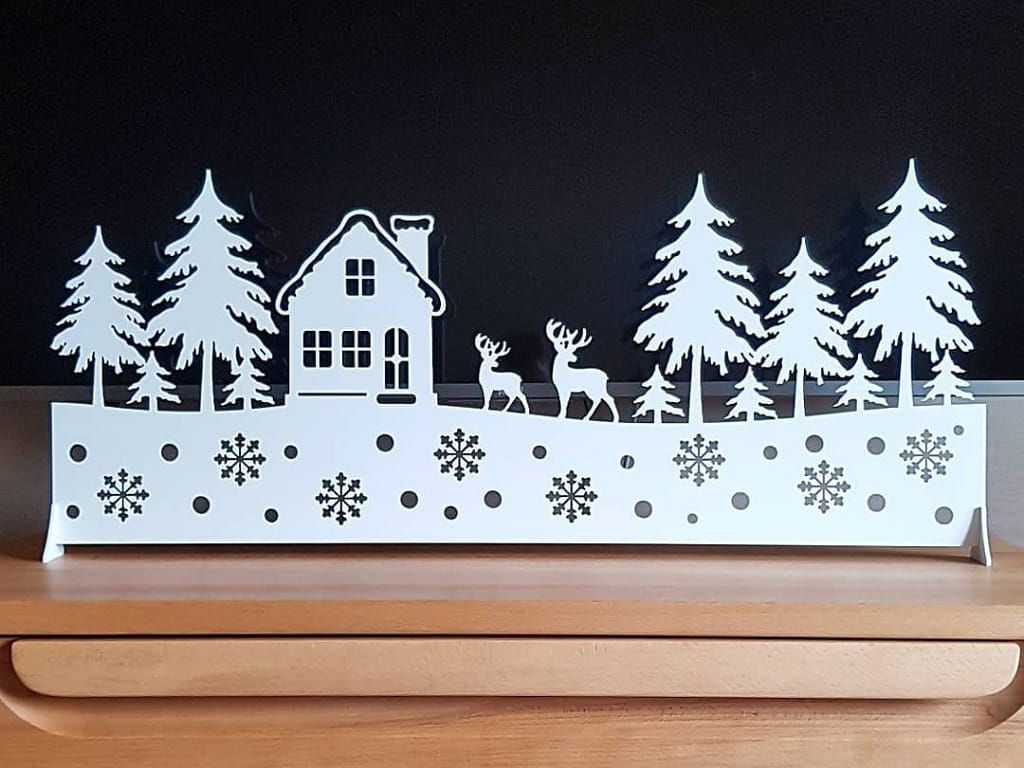 Laser Cut Winter Scene Christmas Decoration for Window