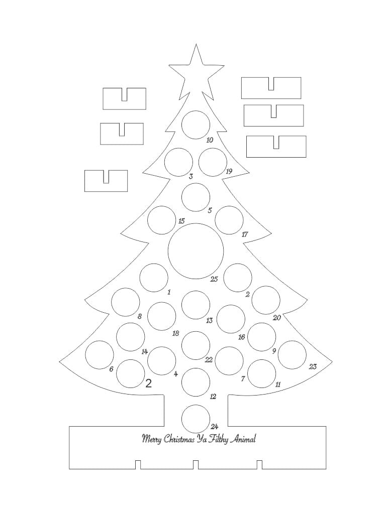 Laser Cut Wooden Christmas Tree Advent Calendar