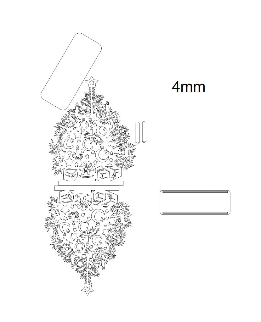 Laser Cut Wooden Christmas Tree Candle Holder