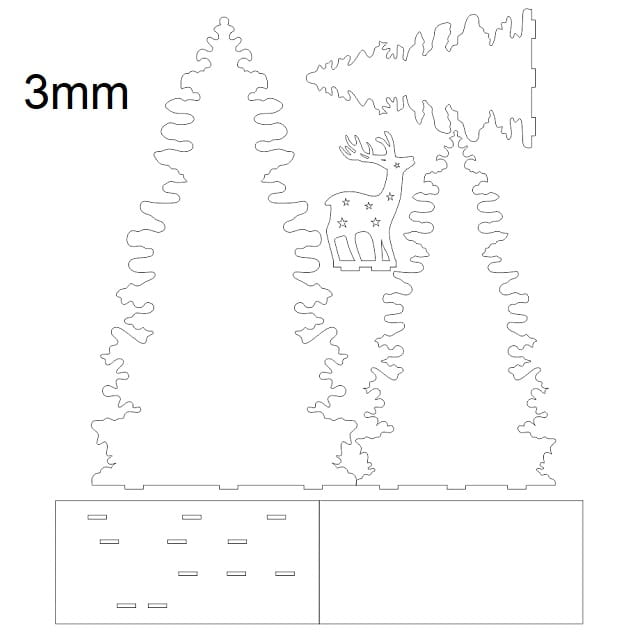 Laser Cut Wooden Christmas Tree Lighting Decoration