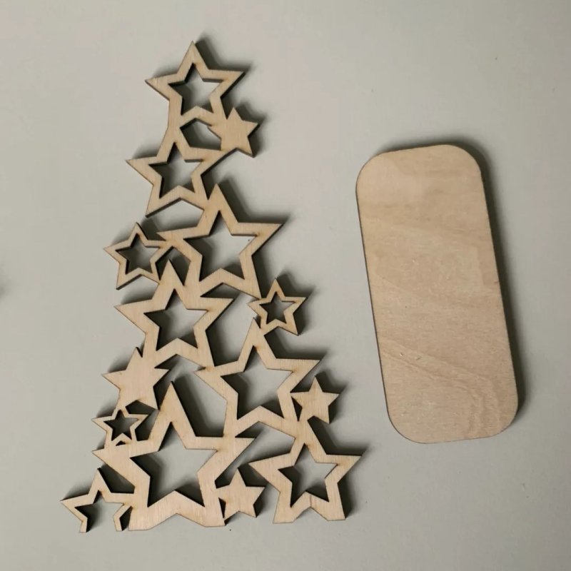 Laser Cut Wooden Christmas Tree Made of Stars