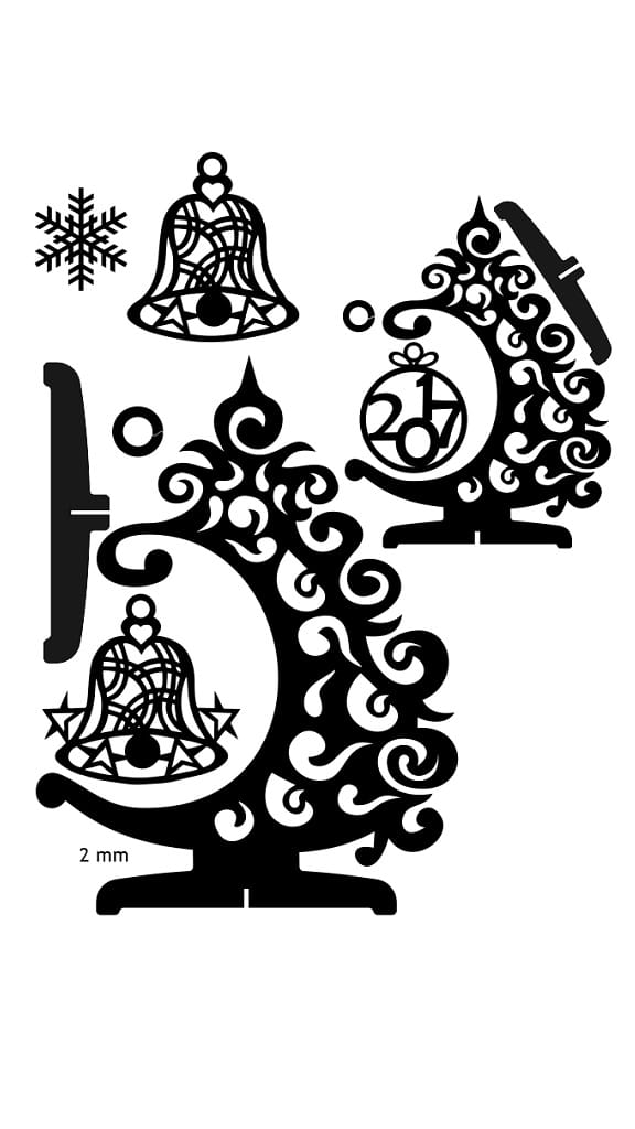 Laser Cut Wooden Christmas Tree Ornament Display Stand