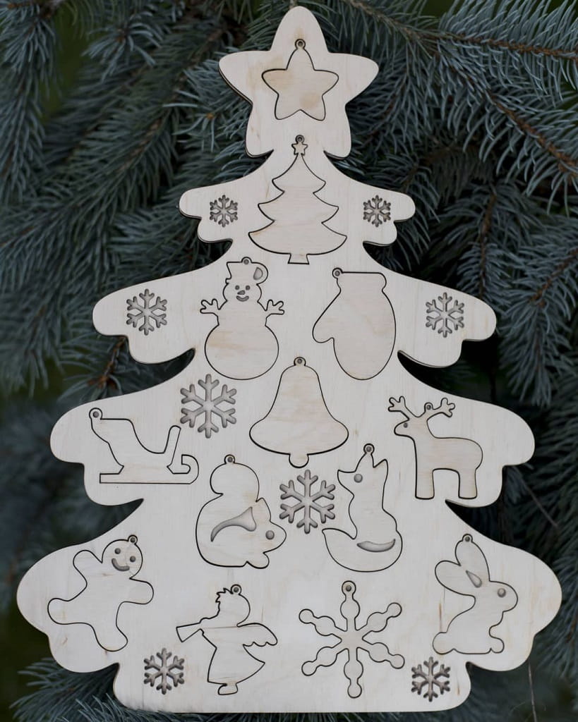 Laser Cut Wooden Christmas Tree Puzzle