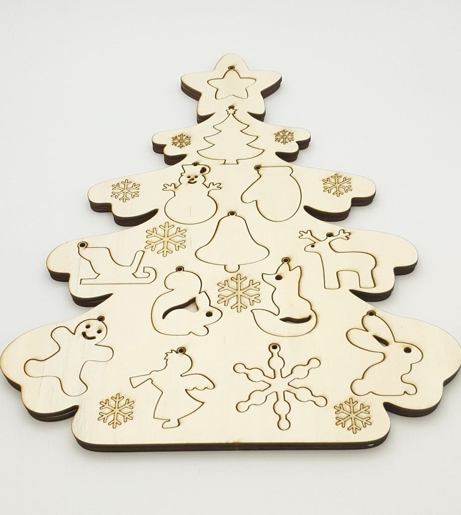 Laser Cut Wooden Christmas Tree Puzzle