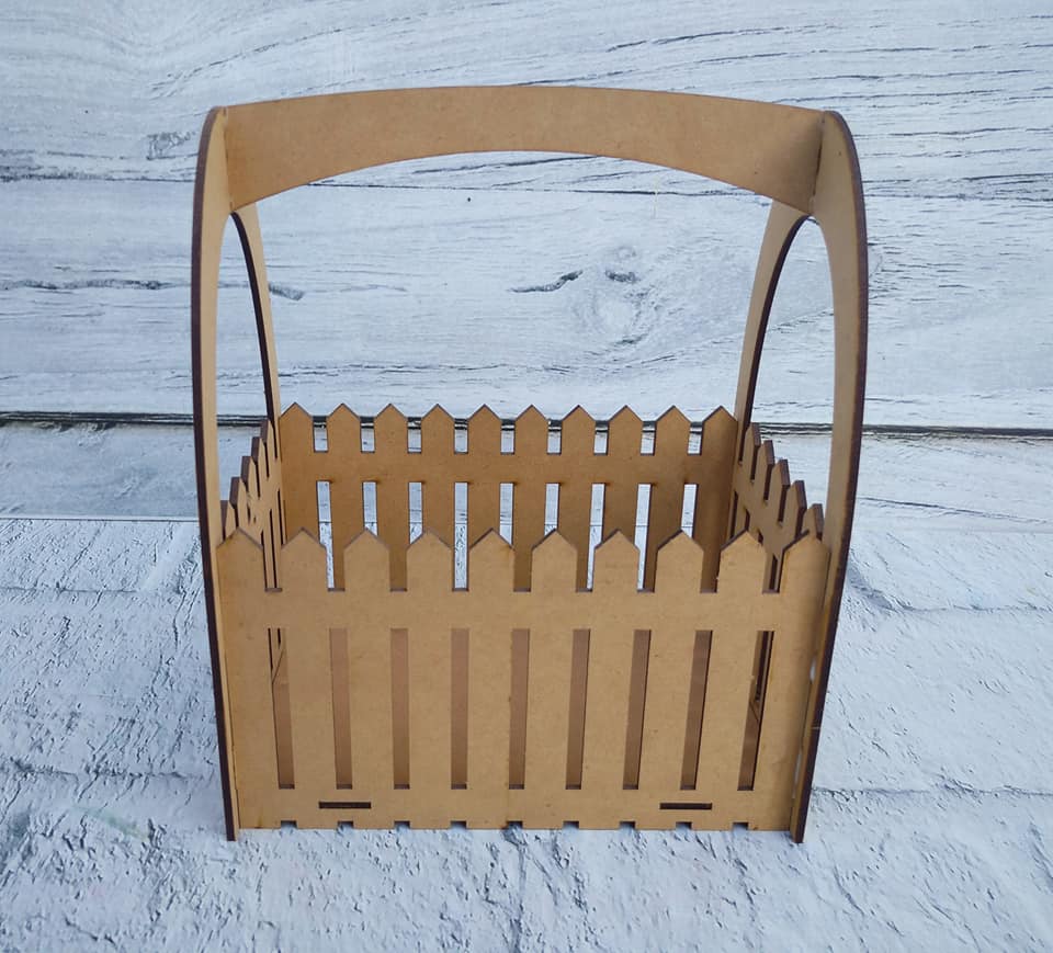 Laser Cut Picket Fence Easter Flower Basket