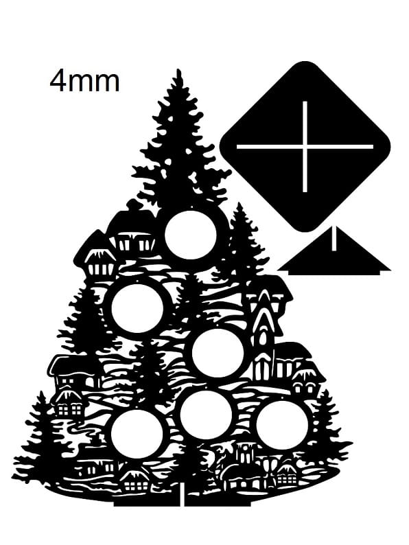 Laser Cut Wooden Christmas Tree with Baubles