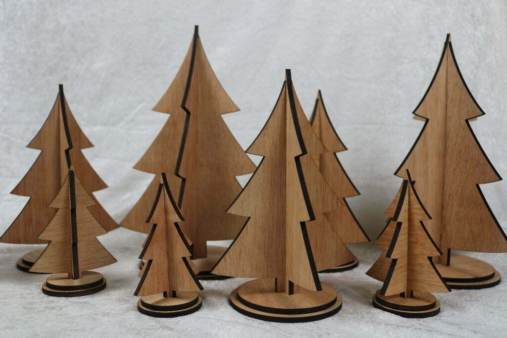 Laser Cut Wooden Christmas Trees 4 Sizes