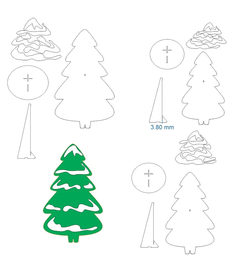 Laser Cut Wooden Christmas Winter Trees