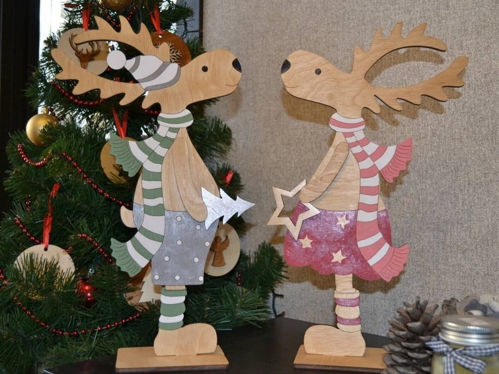 Laser Cut Wooden Deer Christmas Decorations