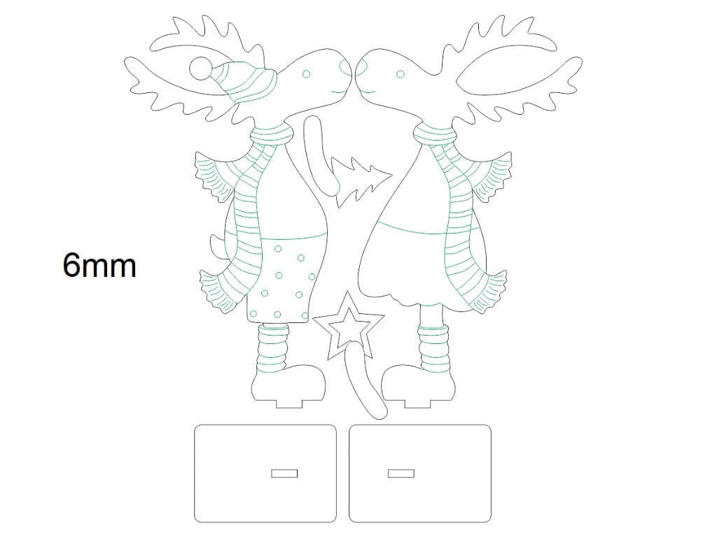 Laser Cut Wooden Deer Christmas Decorations