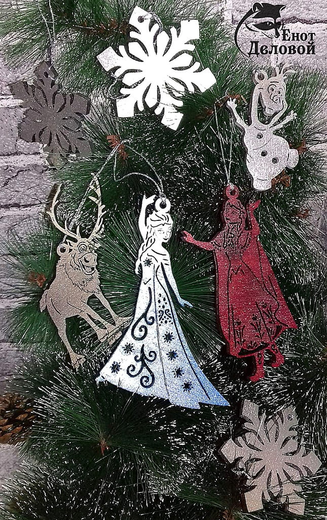 Laser Cut Wooden Frozen Ornaments