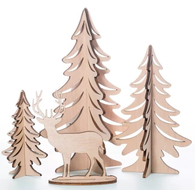 Laser Cut Wooden Reindeer Christmas Tree Decorations